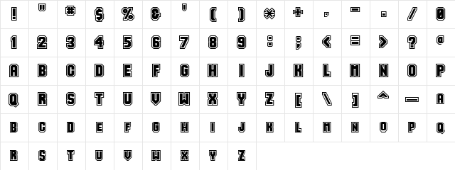 64 Regular  glyph index