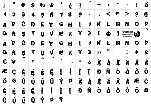 GardenTwoThirds Regular  glyph index
