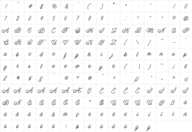 Lazy Ride Personal Use Regular  glyph index