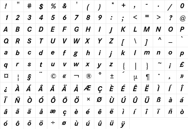Corporate S BQ Regular  glyph index