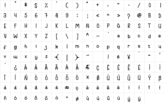 Good Summer Regular  glyph index