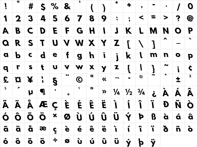 Hussar BdOpOblOne  glyph index