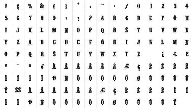 Quantico Regular  glyph index