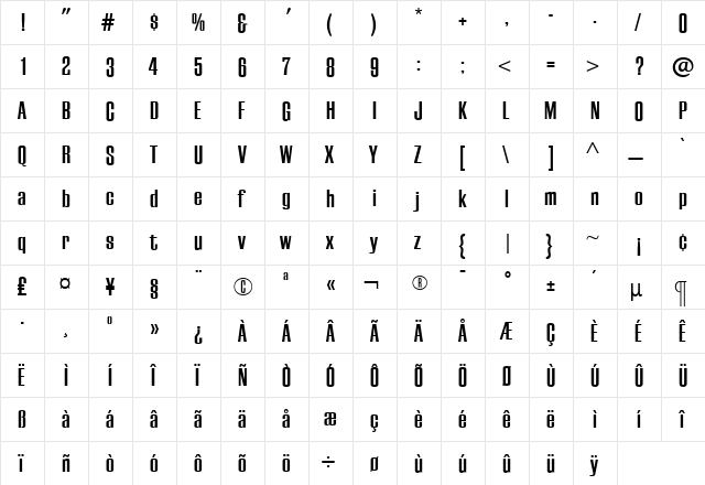 EuropaGrotesqueBold Roman  glyph index