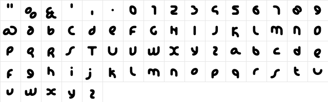 KD Happi Regular  glyph index