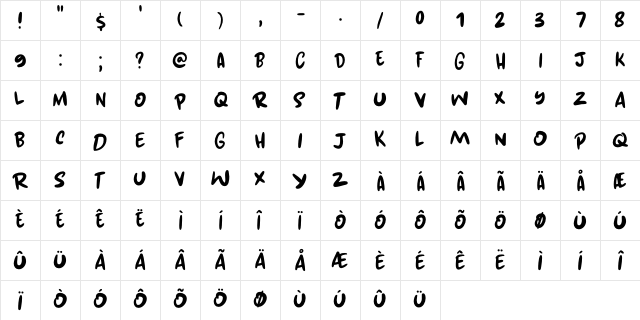 Kuroneko DEMO Regular  glyph index