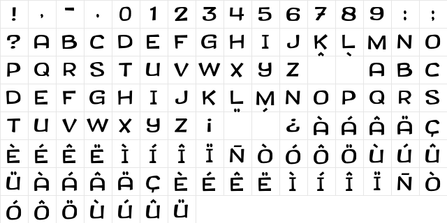 JMH CANASTA Regular  glyph index