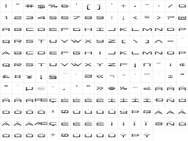 Grand Sport Gradient Regular  glyph index