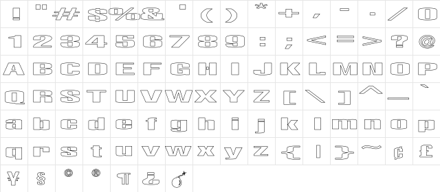LightsOut HoLLOW Regular  glyph index