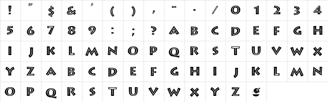 Greek Diner Inline TT Regular  glyph index