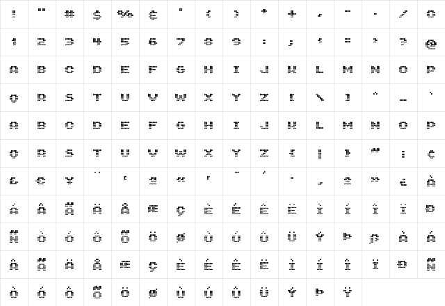 GenetrixSquareHollow Regular  glyph index