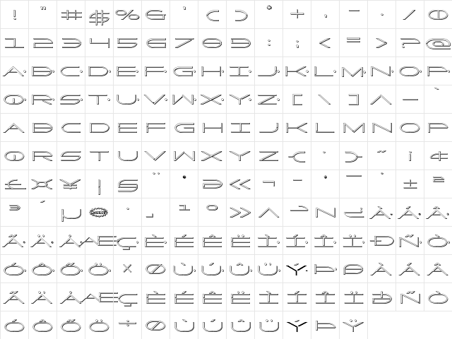 Factor 3D Regular  glyph index