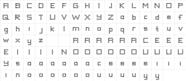 TANTRA DEMO Outline Regular  glyph index