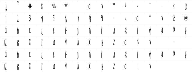 Summer Camp Regular  glyph index