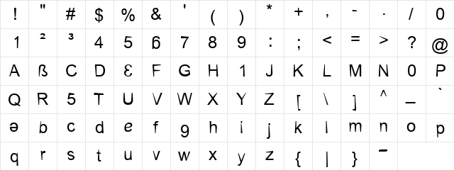Sqinterds Regular  glyph index