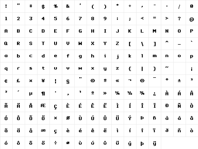 EnterCommand Bold  glyph index