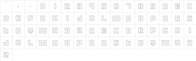 Display Gothic H Regular  glyph index