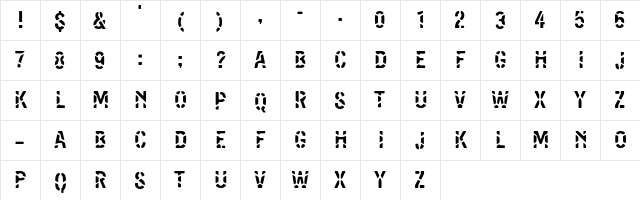 Entulho Stencil  glyph index