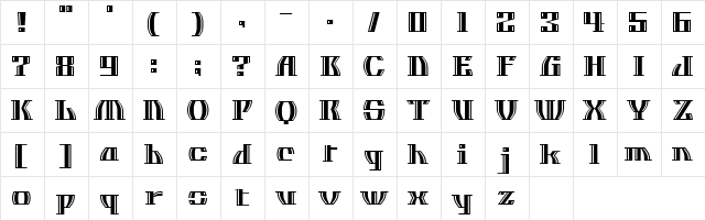 Corona Bold  glyph index