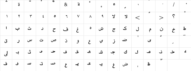 Amien 01 Regular  glyph index