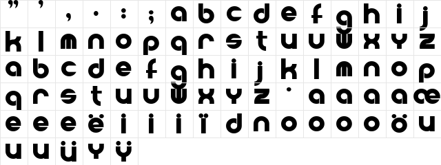 Powerweld Regular  glyph index