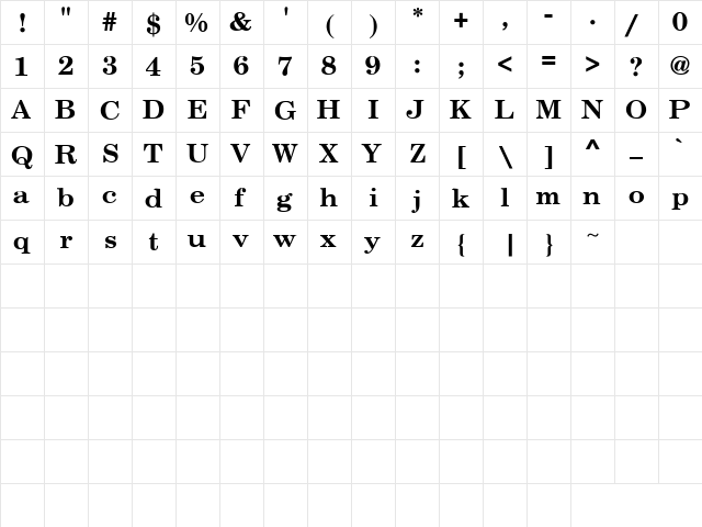 53 Regular  glyph index