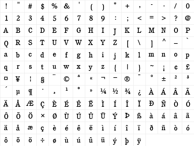 ITCCushing-Medium Medium  glyph index