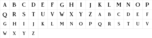 Vendeur Free Regular  glyph index