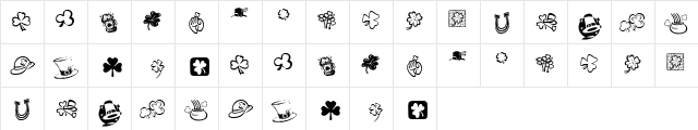 KR St Patricks Day Dings Regular  glyph index