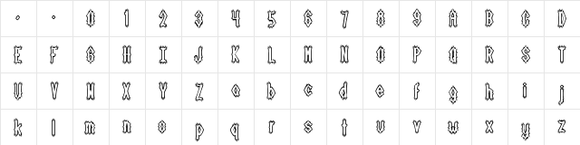 Dark Side BRK Regular  glyph index
