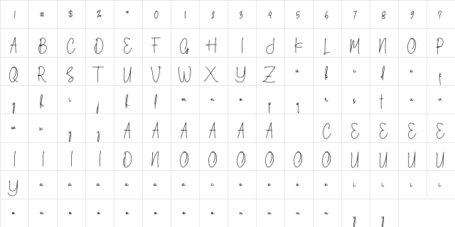 Silverstain_Signature_Demo Regular  glyph index