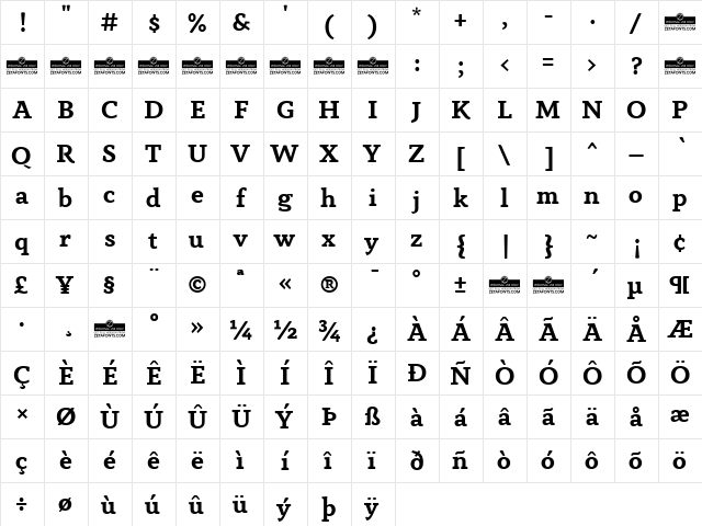 Anaphora Trial Bold  glyph index
