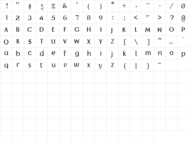 Wonton 1 Regular  glyph index
