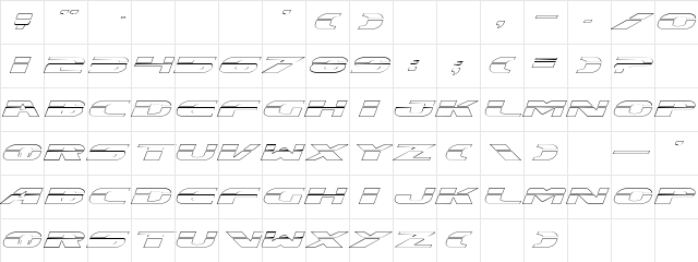 Excelerate Outline Expanded  glyph index