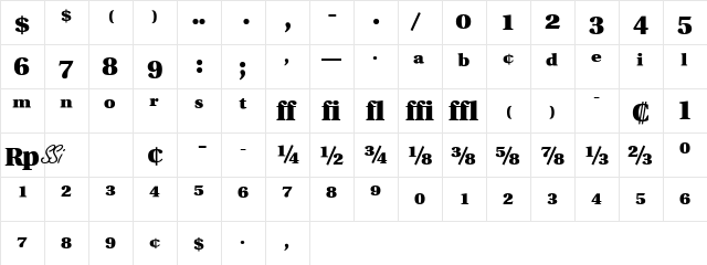 Veracity Pro Black SSi Black  glyph index