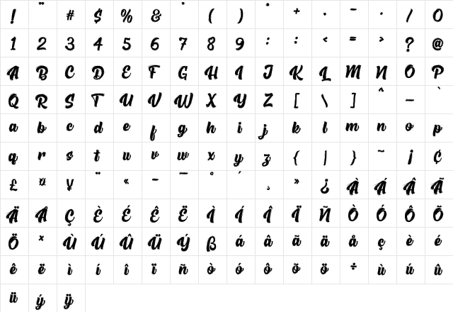 High Beasty Regular  glyph index