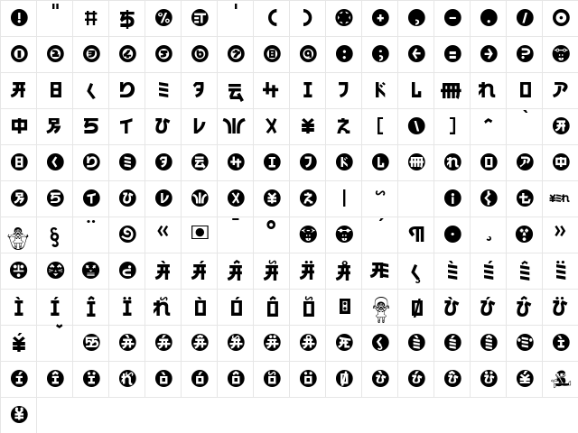 HaMangaIrregularLL Normal  glyph index
