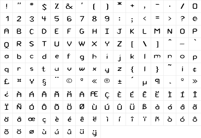 Cuneiform Wd Regular  glyph index