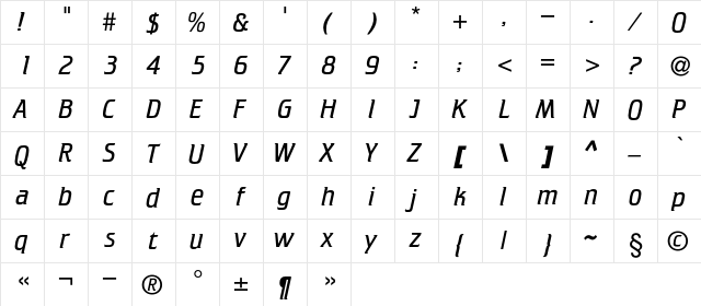 CricketLightC Regular  glyph index