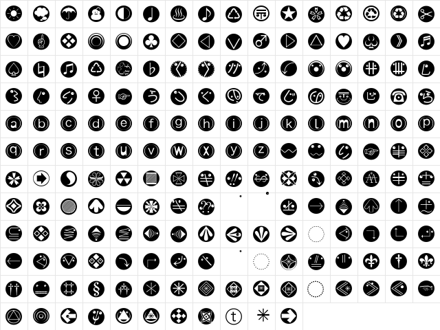MKBats Regular  glyph index