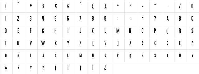 Movie Poster Bold  glyph index