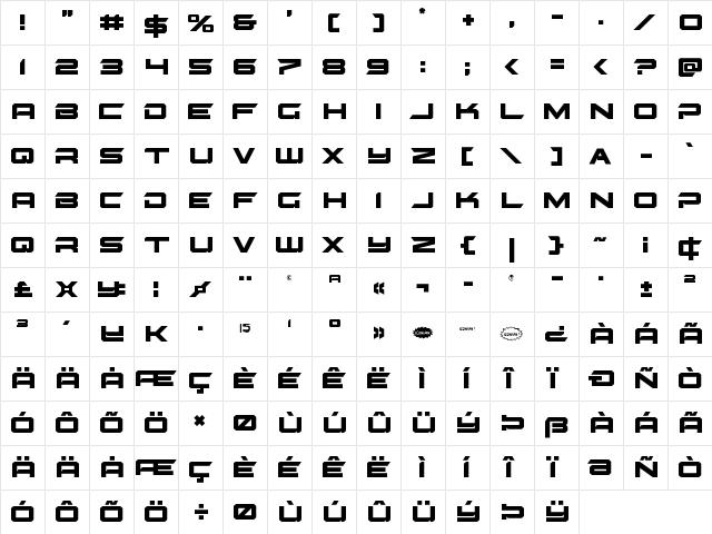 Gypsy Killer Regular  glyph index