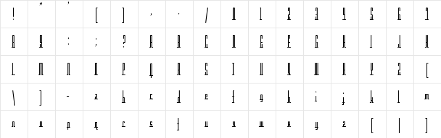 Americana Dreams CondUpright Regular  glyph index