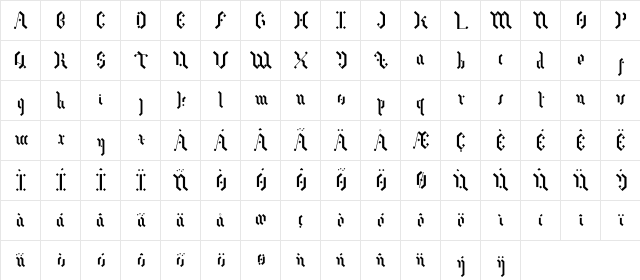Meneդe Alternative Alternative  glyph index