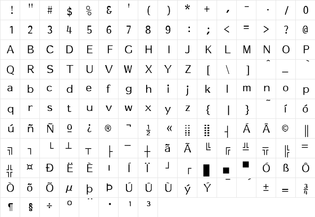 Essay-Normal Regular  glyph index
