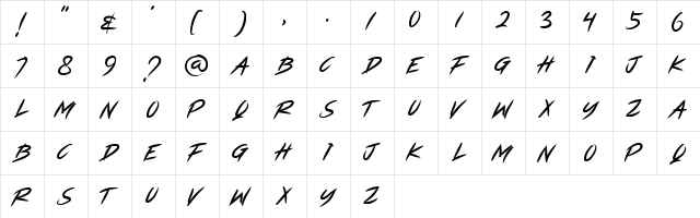 RIVERSTOCK Regular  glyph index