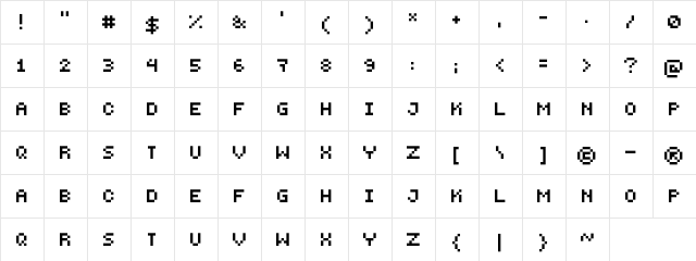 PEPminus10 Regular  glyph index