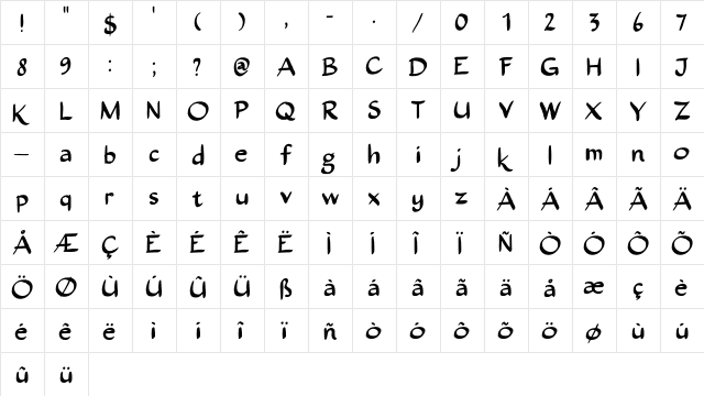 Tombouctou DEMO Regular  glyph index