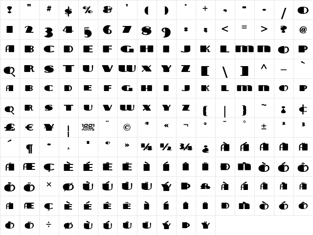 Tara Bulbous NF Regular  glyph index