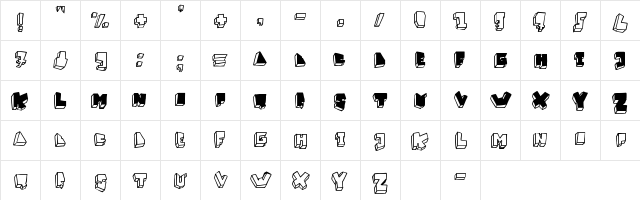BALOK-balok TAK sempurna Regular  glyph index